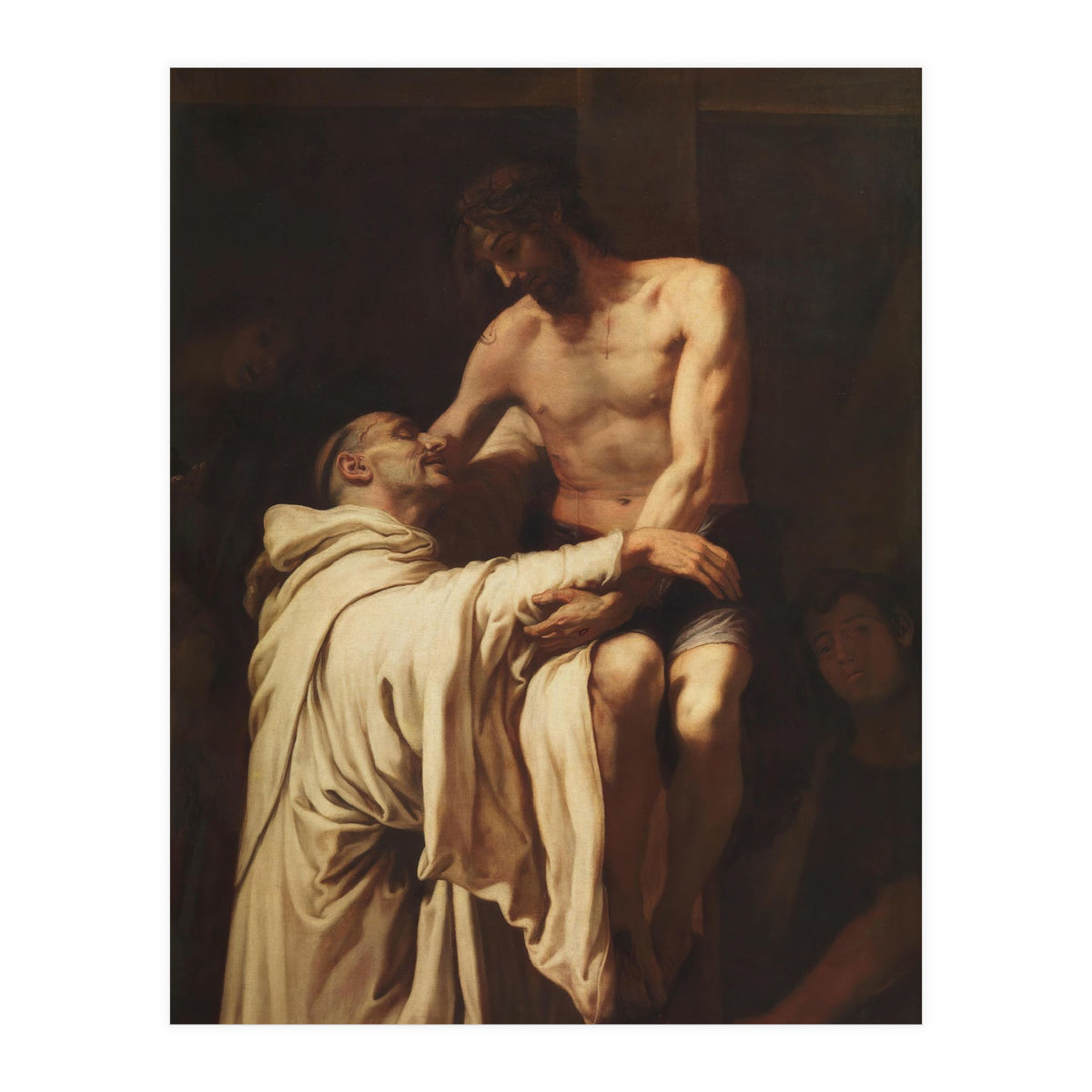Francisco Ribalta / 'Christ Embracing Saint Bernard', ca.  1626, Spanish School, Oil on canvas. (Print Only)