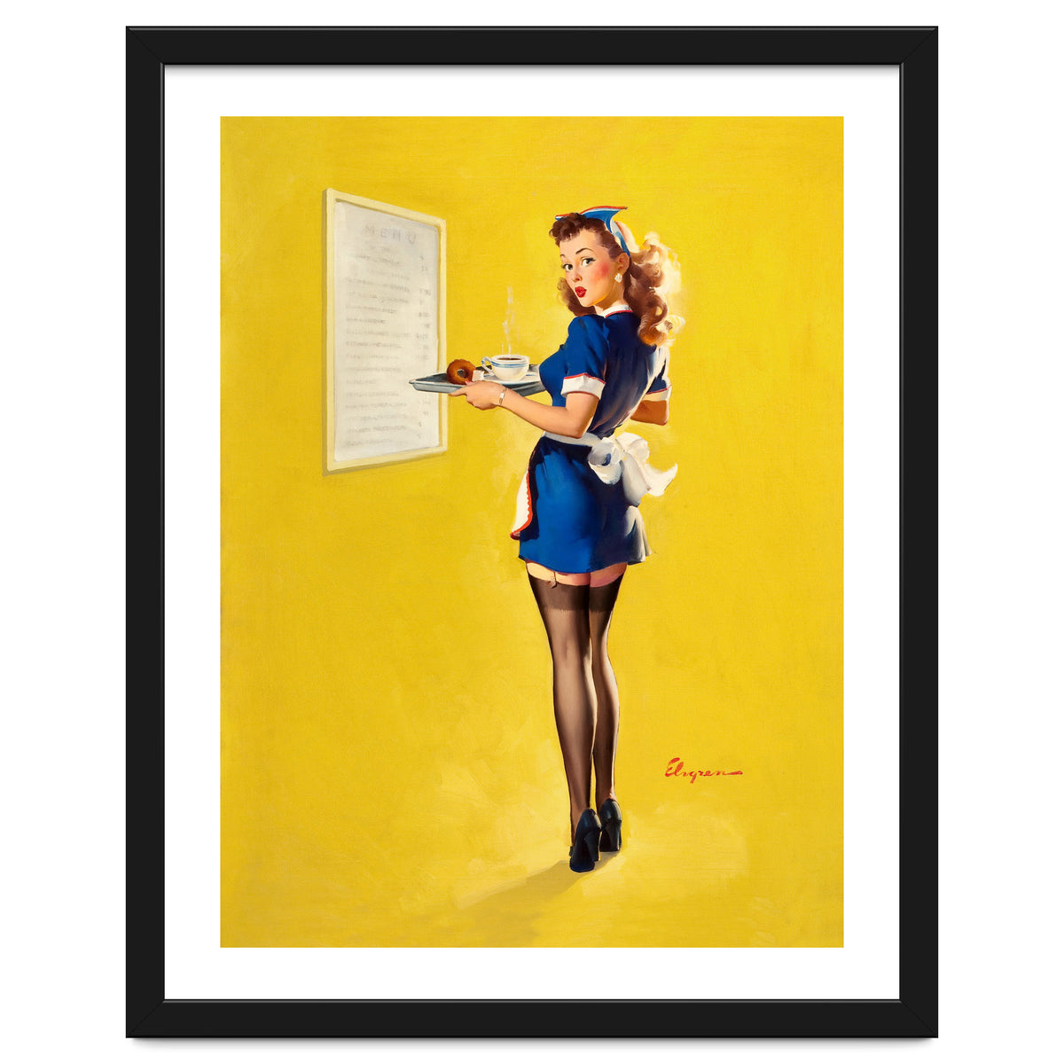 Pinup Sexy Waitress Looking Back