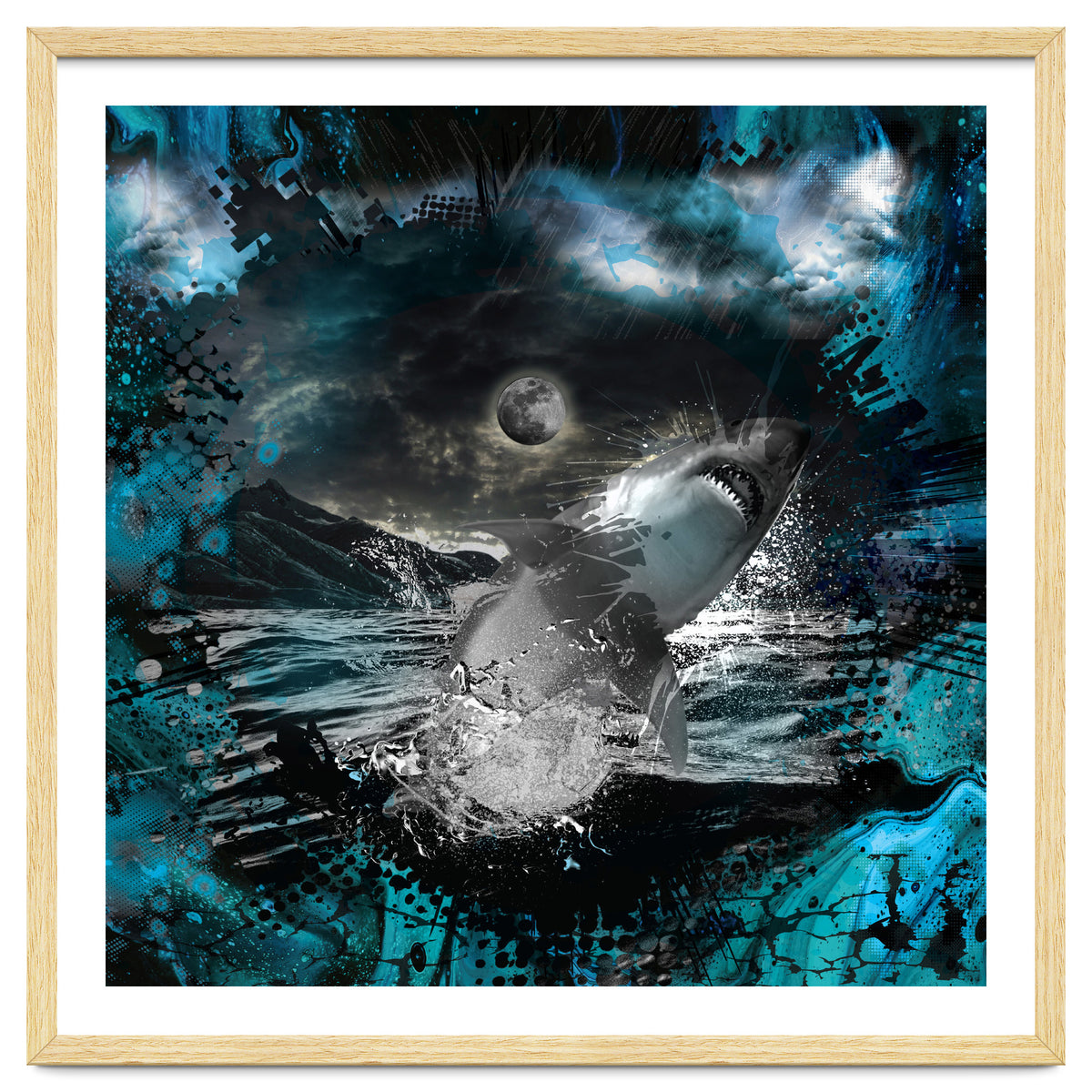 Shark Blue Moon Ocean Splash