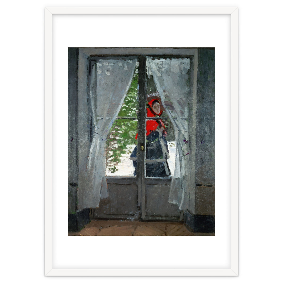 Mme. Monet with a red hat called &quot; The Red Kerchief&quot, ca. 1870.