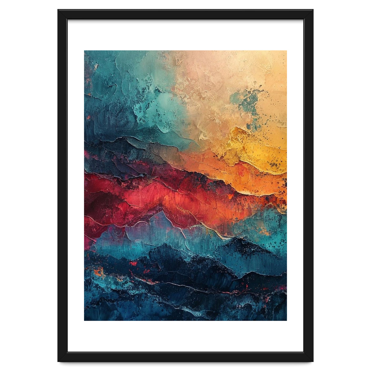 Abstract Textured Mountain Landscape