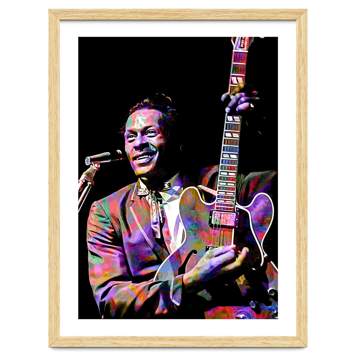 Chuck Berry Rock and Roll Guitarist Colorful