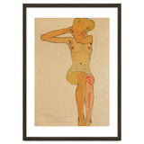 Seated female nude with raised right arm,1910 Gouache,. thumbnail