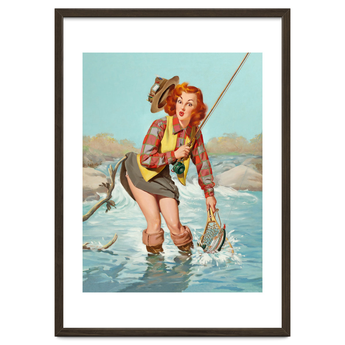 Sexy Pinup Girl On Fishing Accident