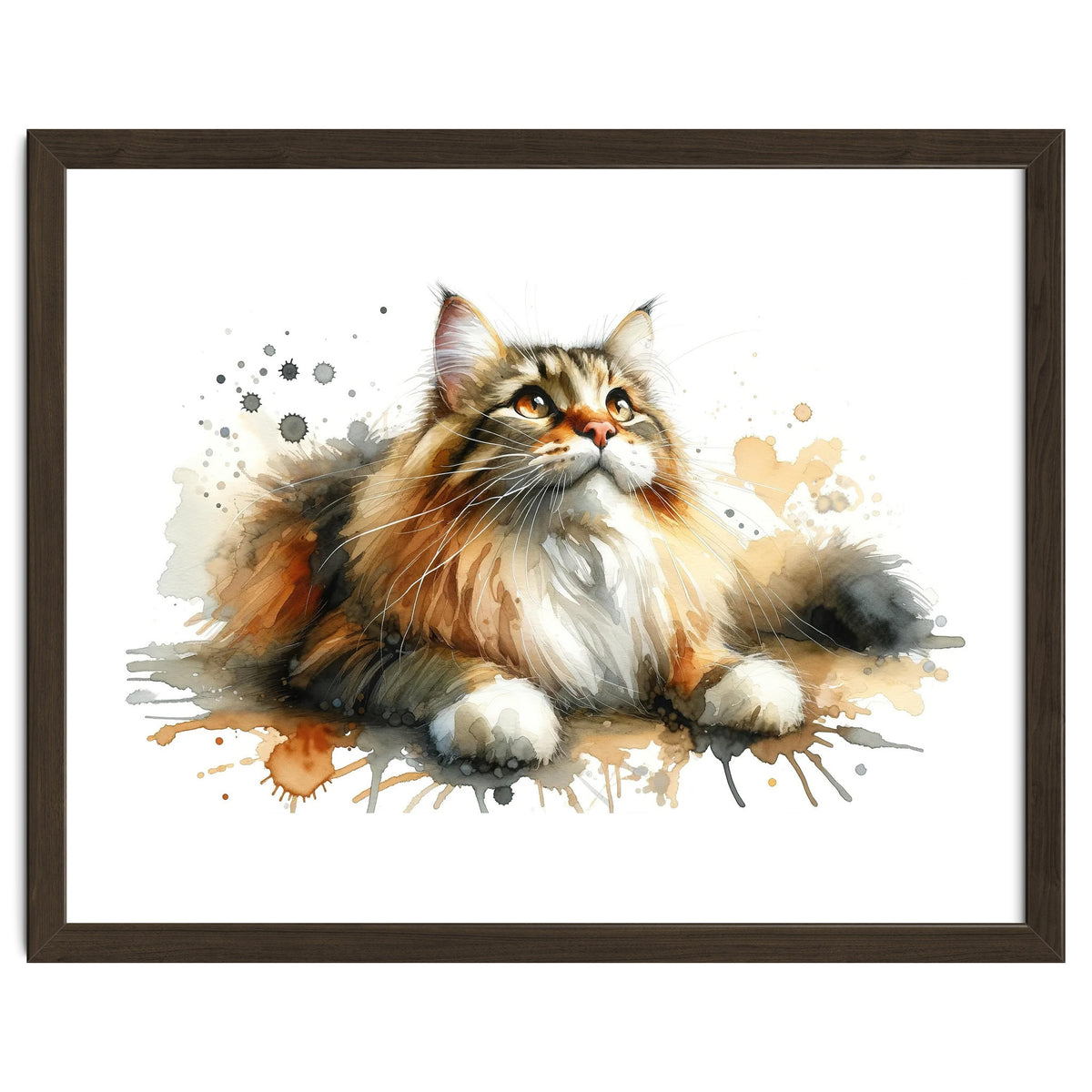 Majestic Cat With Watercolor Splashes