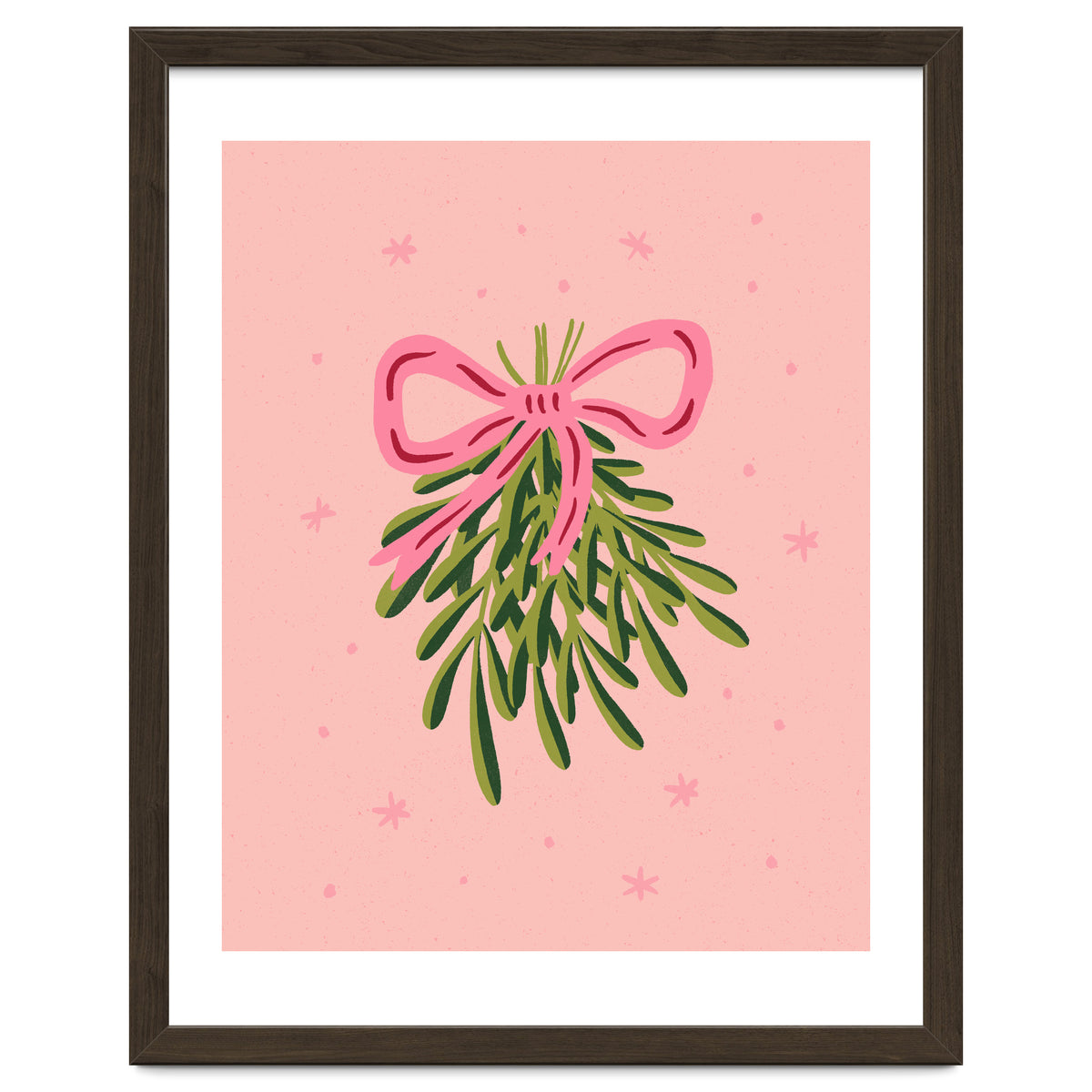 Mistletoe And Pink Bow