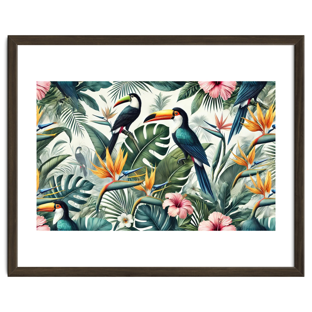 Tropical Toucans in Lush Jungle Foliage