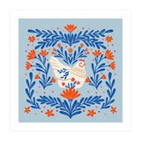 Blooming Chicken Blue And Orange (Print Only) thumbnail