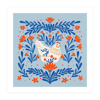 Blooming Chicken Blue And Orange (Print Only)