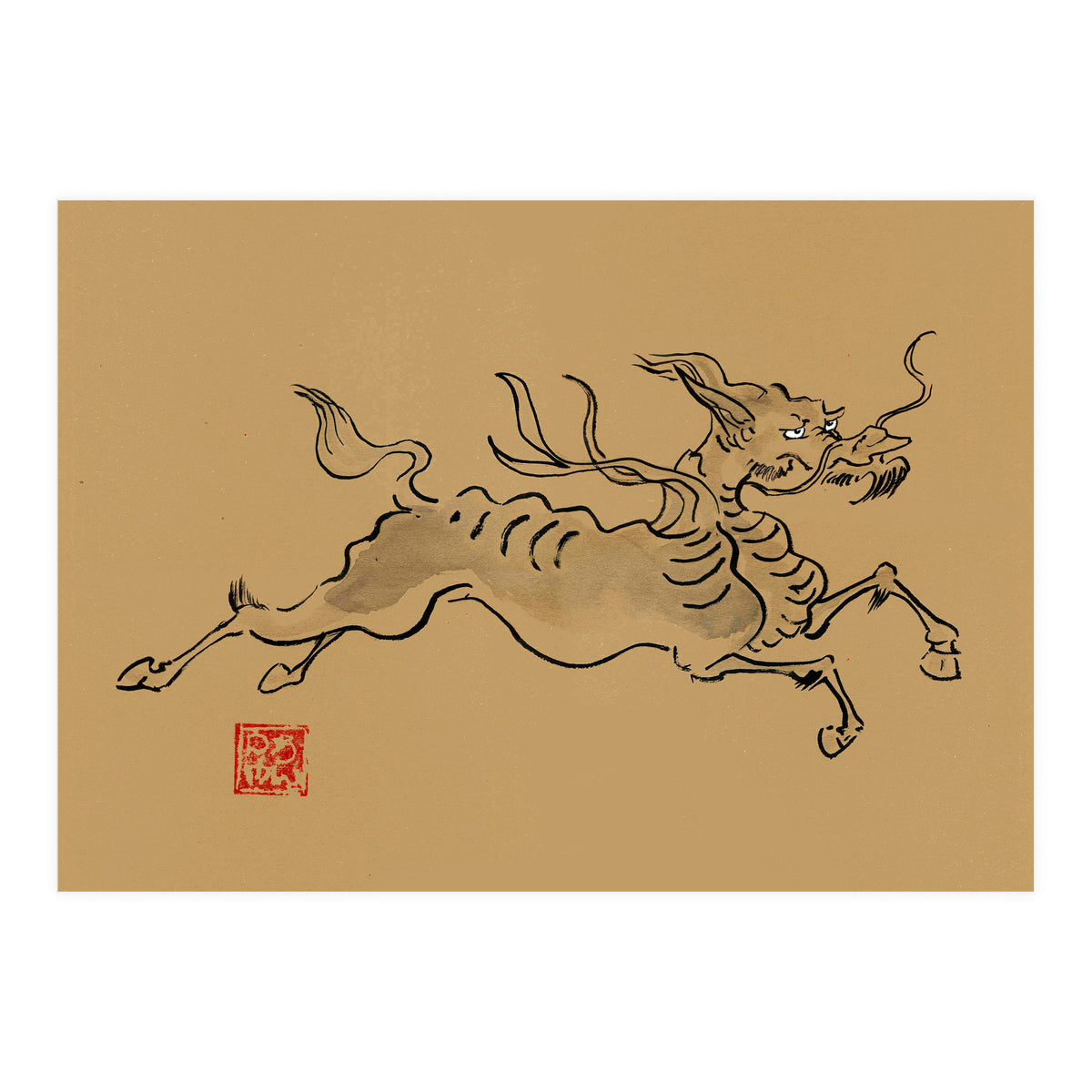Kirin On Brown Paper (Print Only)