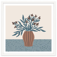 Brown Flowers in a Vase – Minimalist Floral Still Life