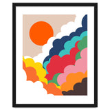 Head In The Clouds, Positivity Nature Sunrise Sunset, Sky Bohemian Comic Retro Eclectic Illustration thumbnail