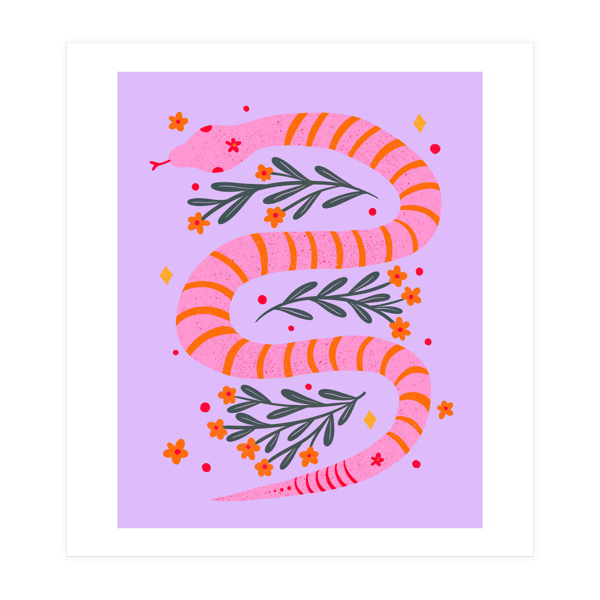 Modern snake - pink and orange (Print Only)