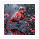 Elegant Flamingo Standing In Water Reflection thumbnail