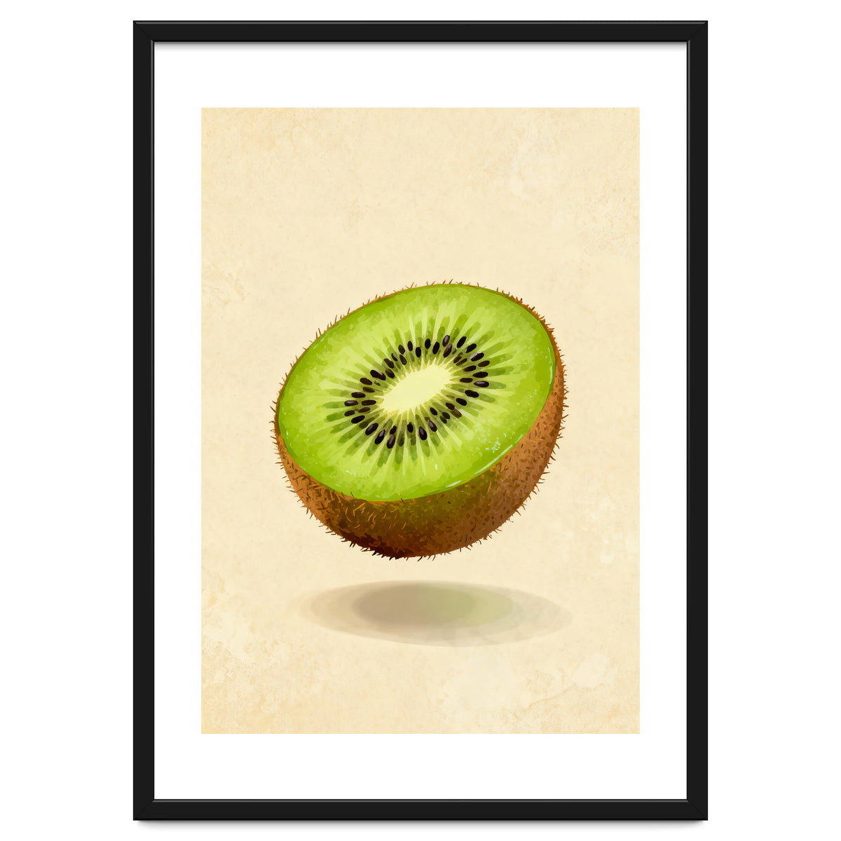 Kiwi Slice, Watercolor Fruit, Fresh Green Art