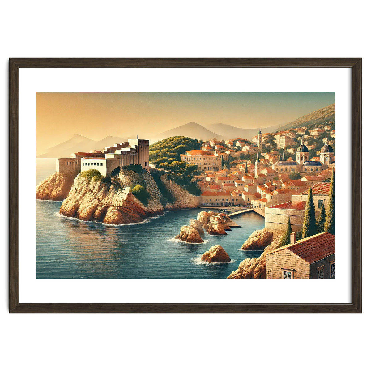Vintage Croatia, Dubrovnik Coastal Poster