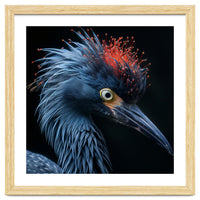 Blue Heron Bird Head With Orange Crown