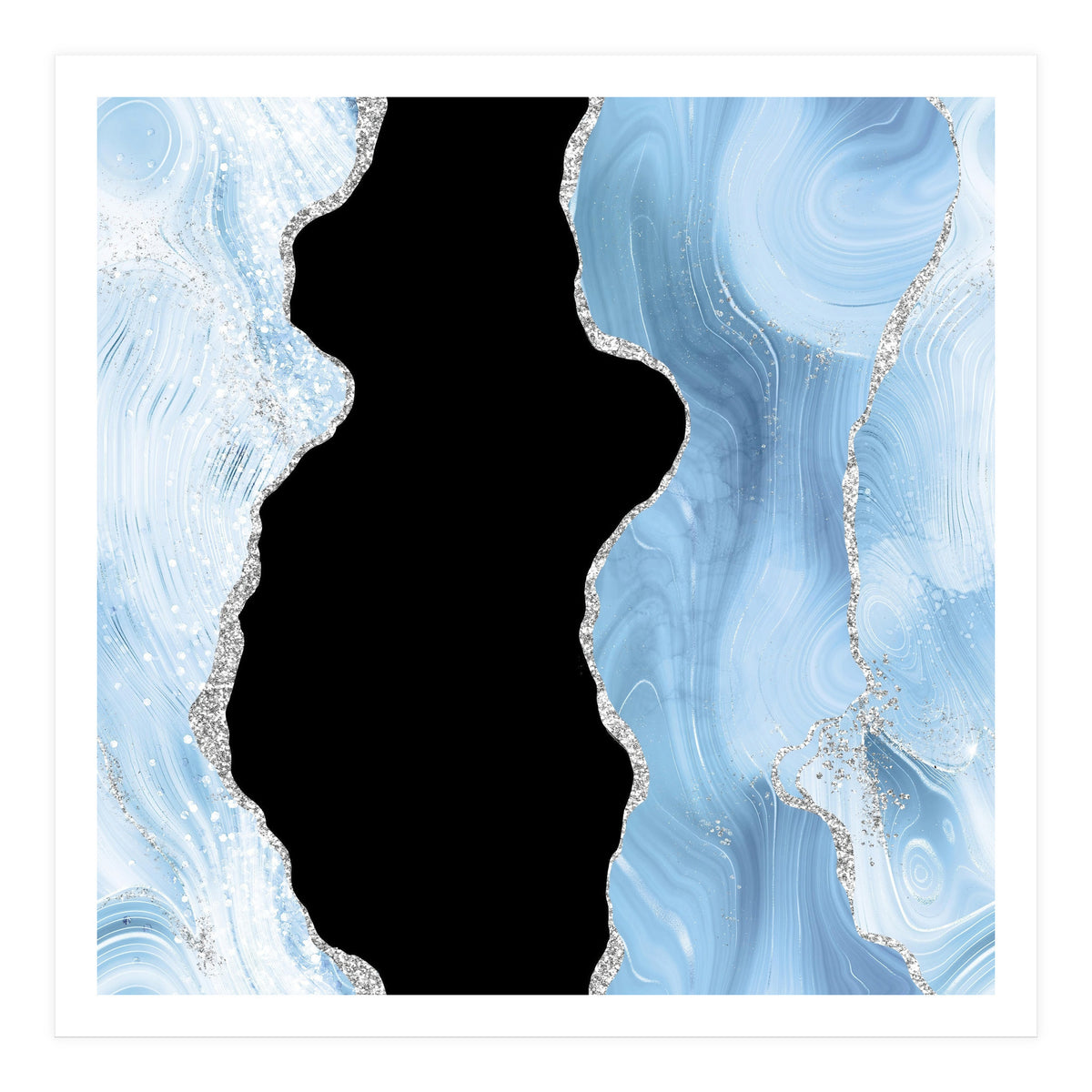 Blue & Silver Agate Glitter Texture 02 (Print Only)