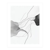 Abstract Black And White Flowing Lines And Shapes On White Background (Print Only) thumbnail