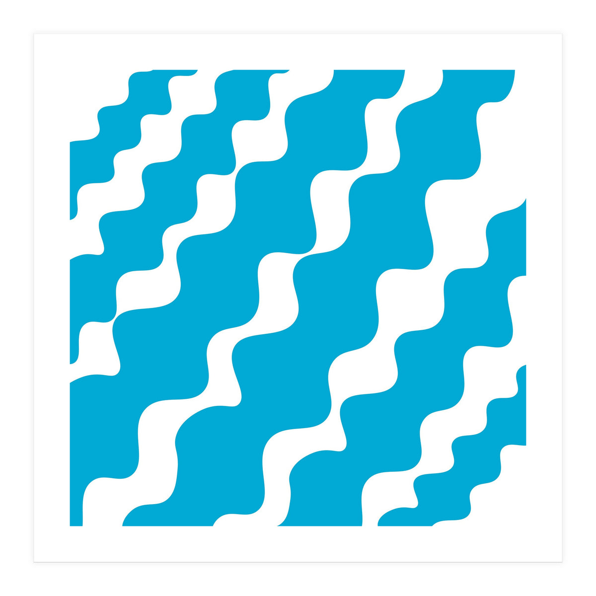 Slanting Blue Wavy Pattern (Print Only)