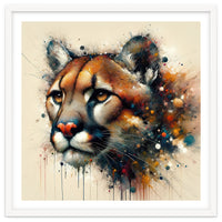 Watercolor Cougar Portrait