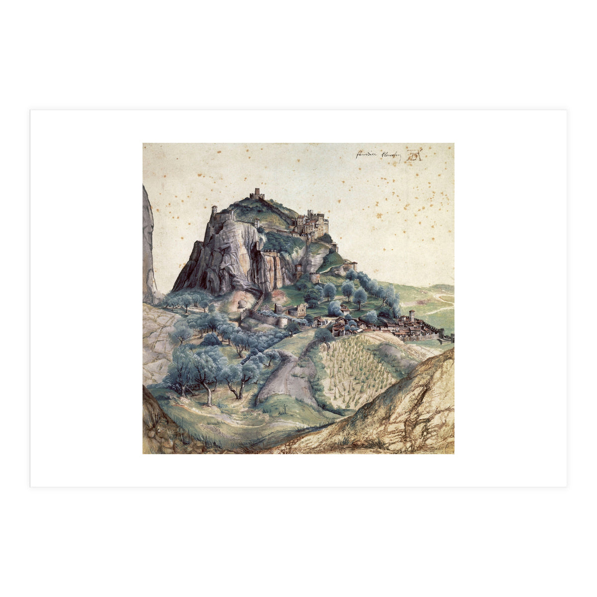 'Castle and Town of Arco', 1495, Watercolour on paper, 22,3 x 22,3 cm. (Print Only)