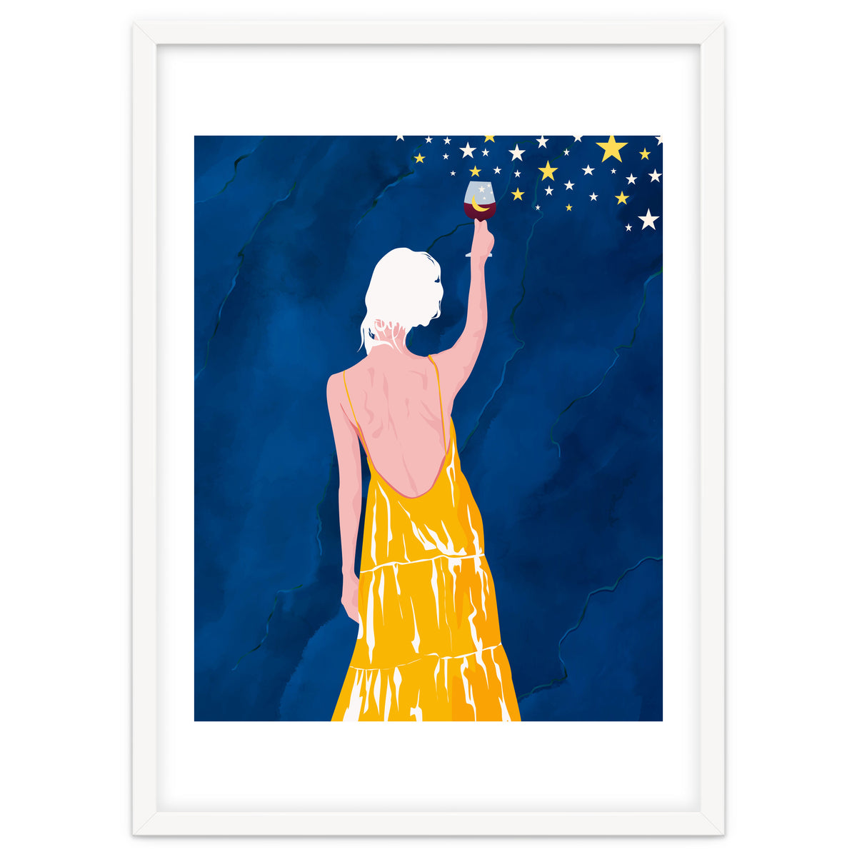 Pour Me Some Magic, Moon Stars Night Sky, Bohemian Woman Positivity Hope Miracle, Wine Holidays New Years Eclectic Gifts