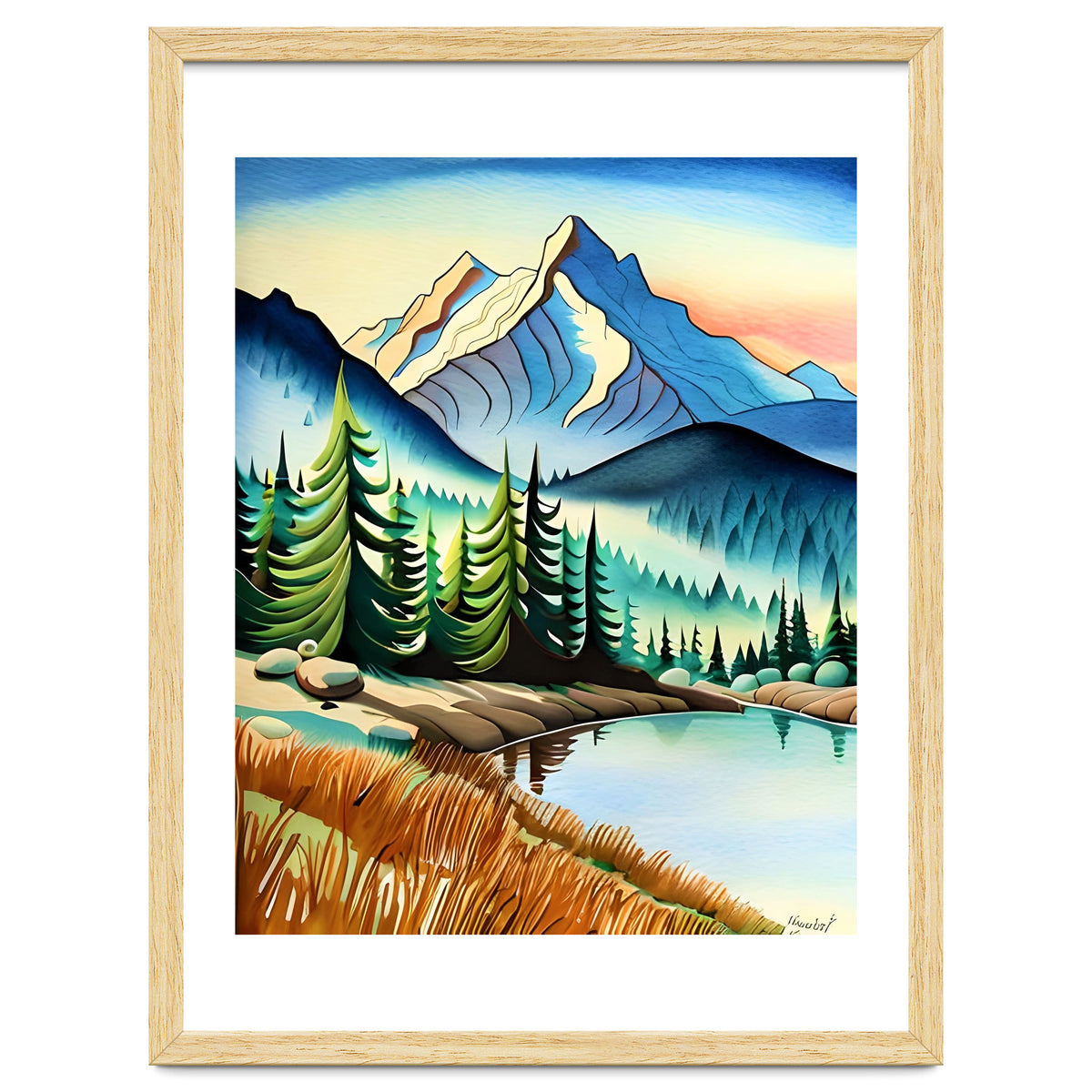 Misty Peaks and Reflective Waters