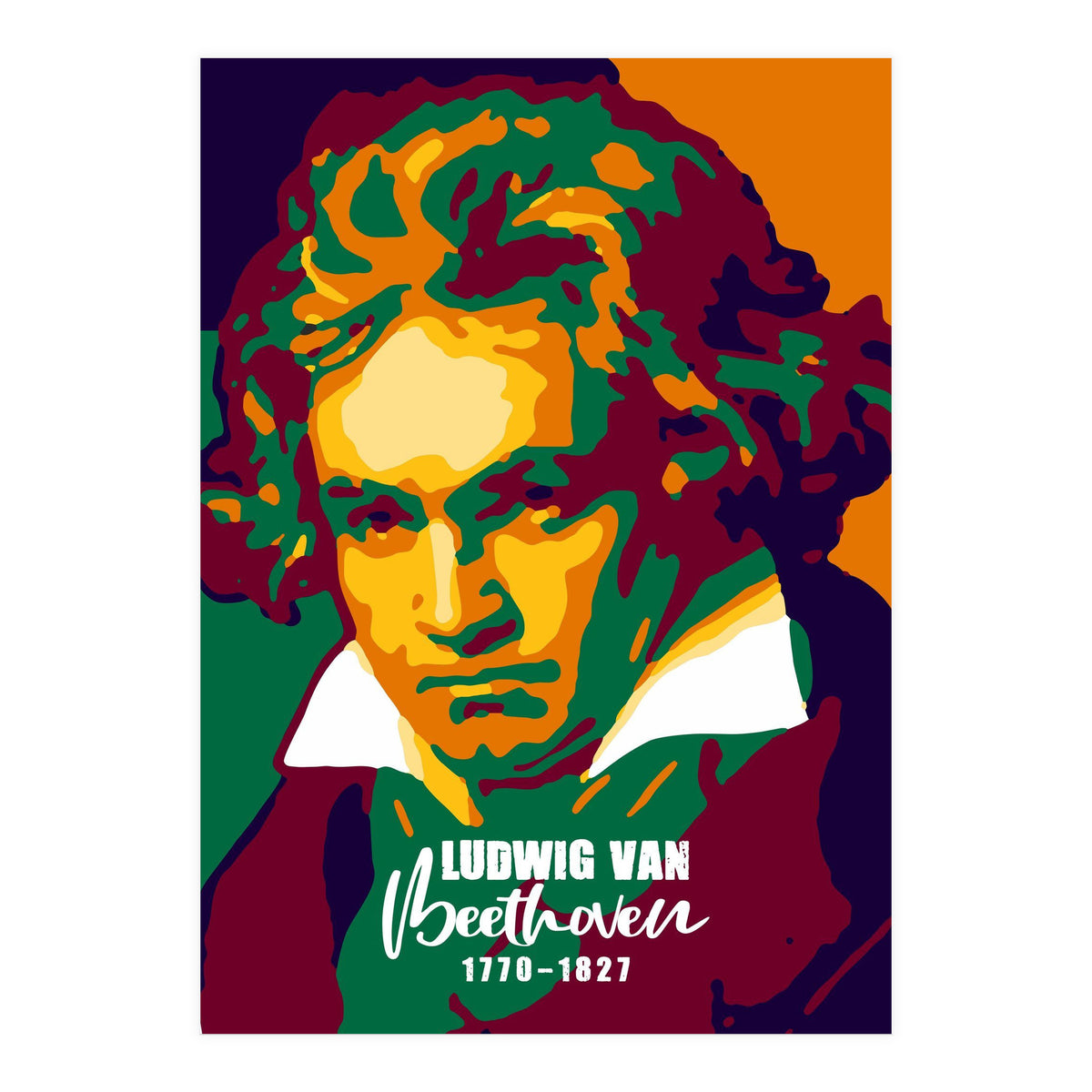 Ludwig Van Beethoven Colorful Art (Print Only)