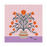 Tulips in a vase - orange and violet (Print Only)