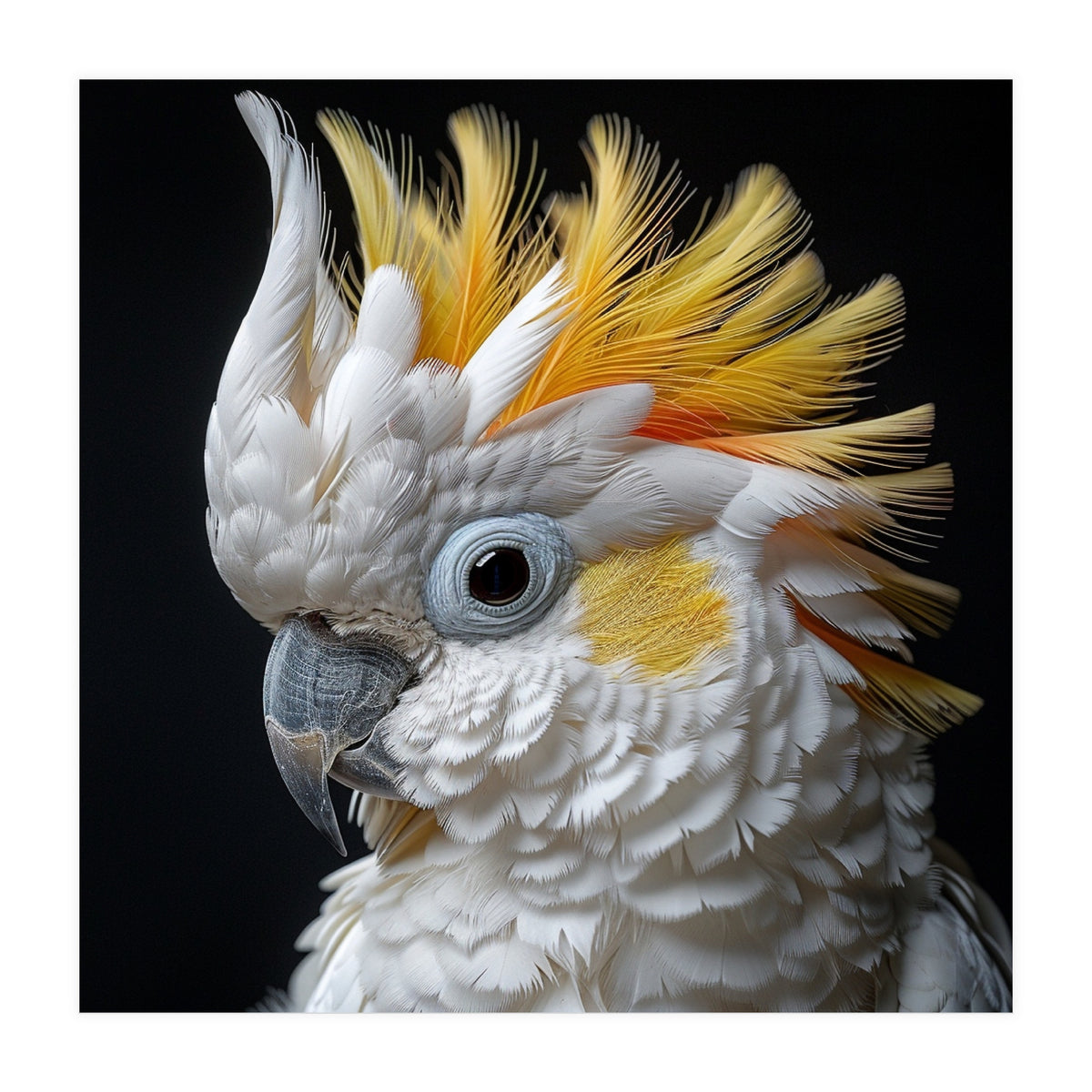 Close Up Cockatoo Portrait Yellow Crested Bird (Print Only)