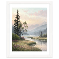 Dreamy Alpine Valley Landscape Painting