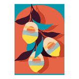 Lemon Sunset, Eclectic Botanical Colorful Bohemian Fruits, Food Pop Of Color Lime Retro (Print Only) thumbnail