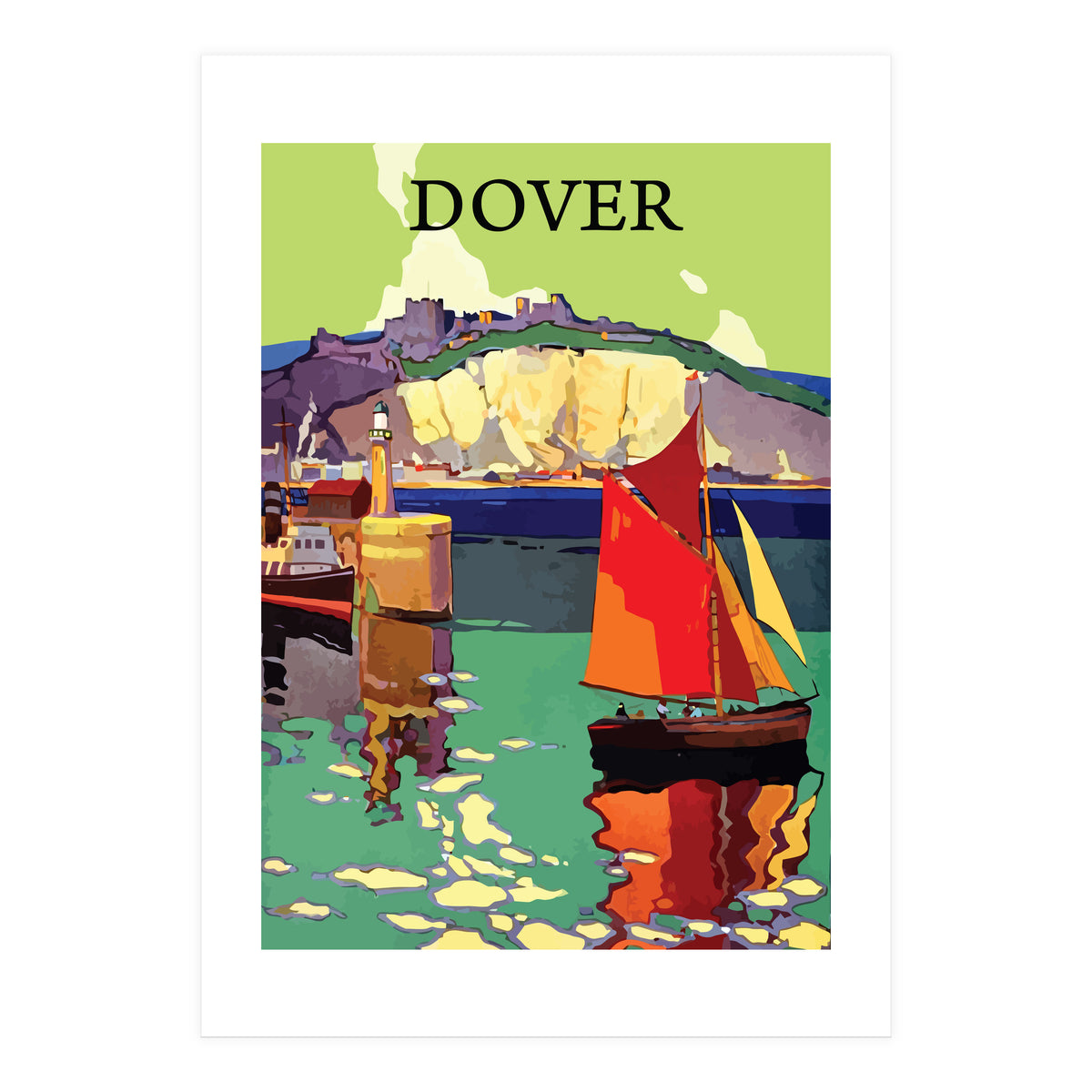 Dover, Sailing boat Near the Coast (Print Only)