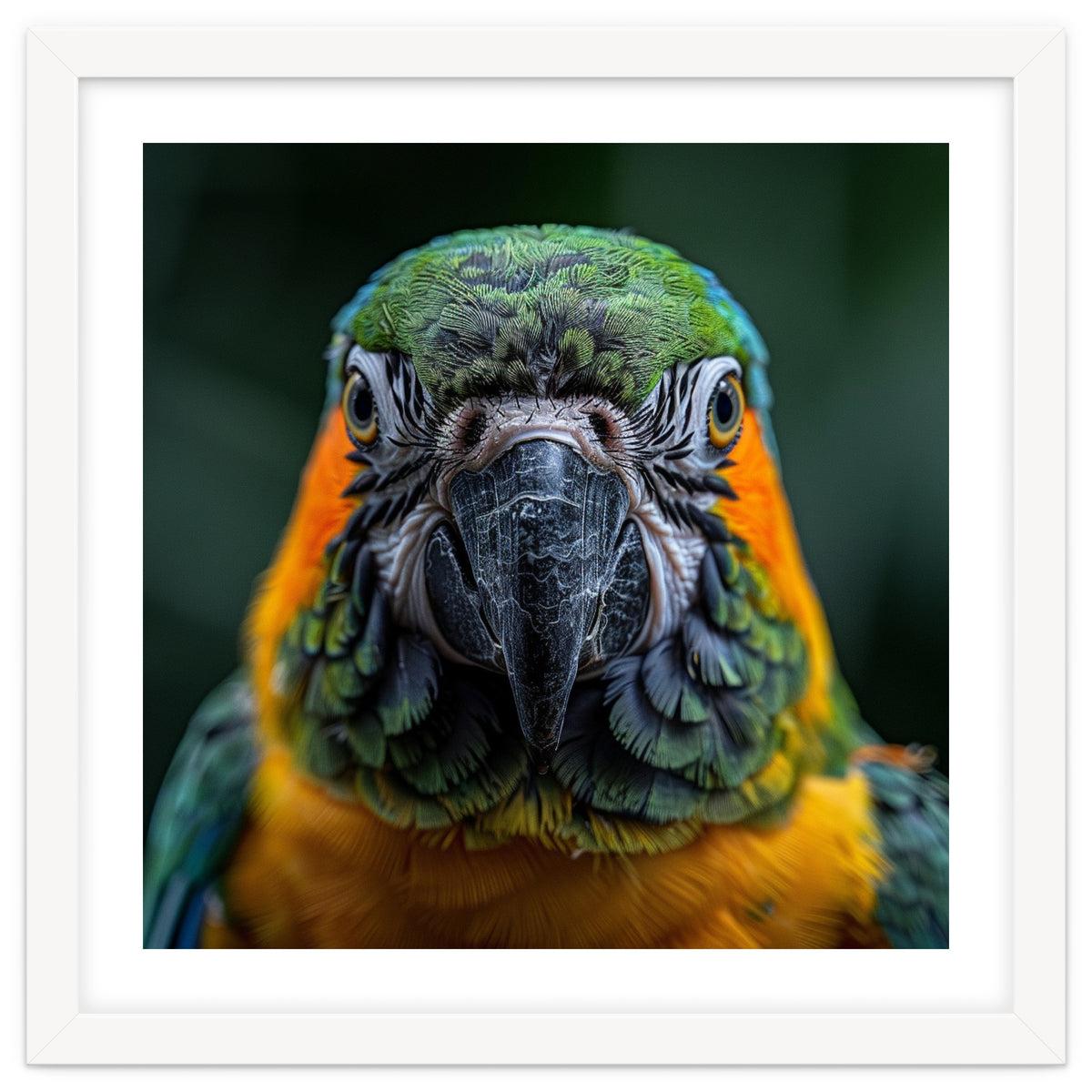 Blue And Gold Macaw Face Focused Portrait