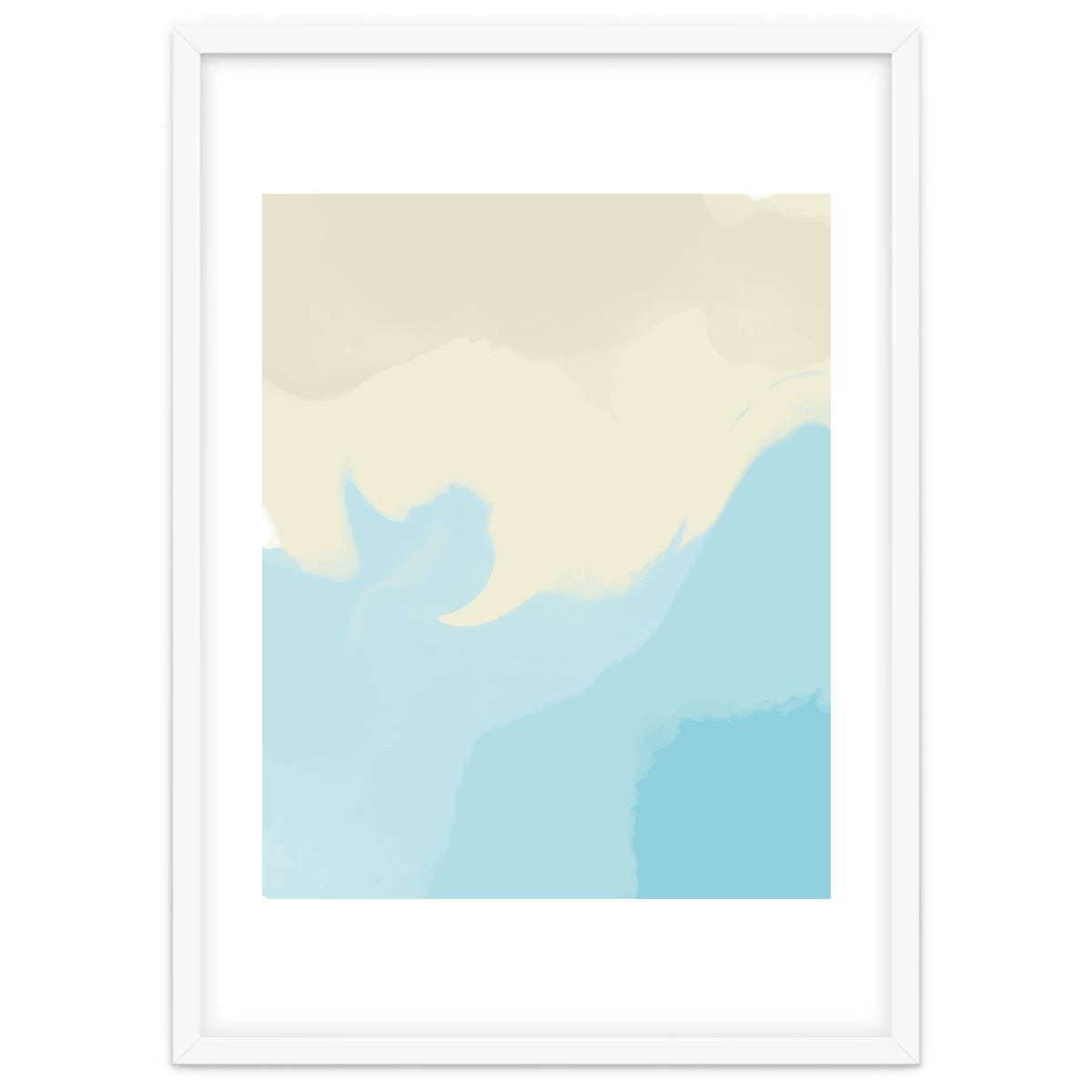 Mellow, Abstract Powder Blue Pastel Pearl Painting, Modern Simple Minimal Waves