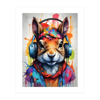 Squirrel In Headphones (Print Only)