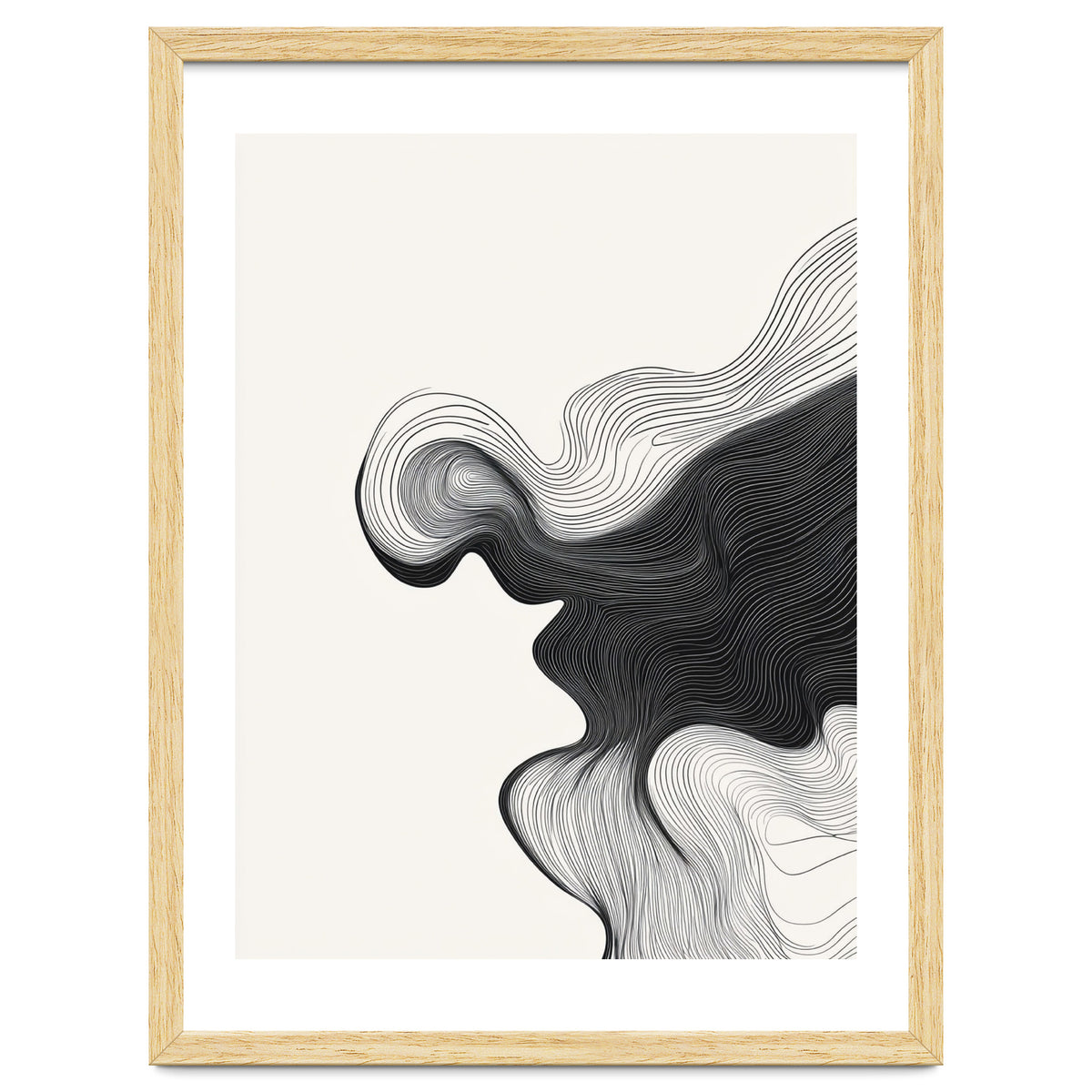 Abstract Black And White Wavy Lines Flowing Organic Shape