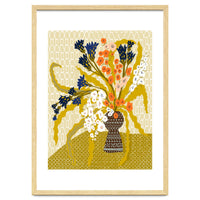 Floral Contemporary Still Life Mustard Yellow