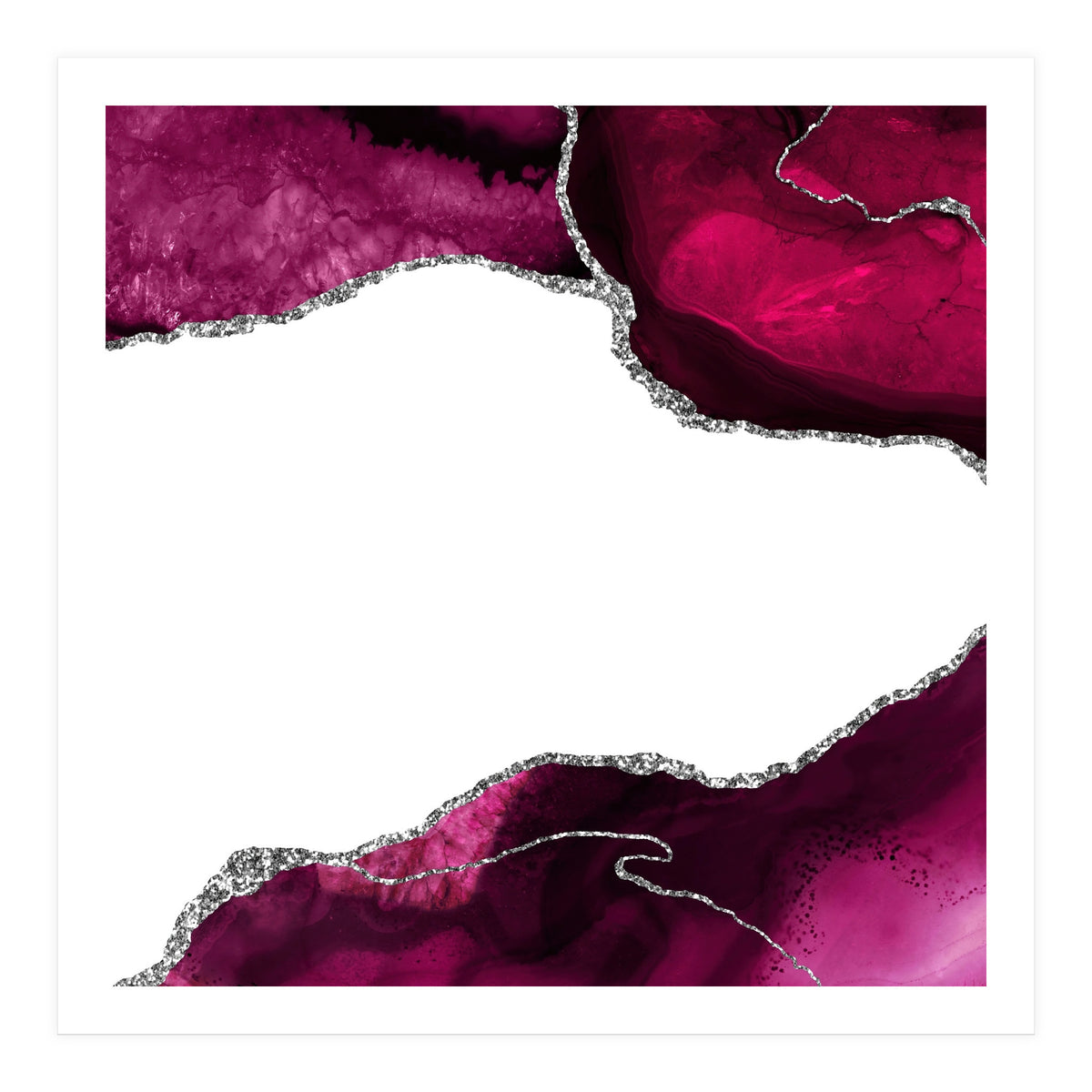 Burgundy & Silver Agate Texture 15 (Print Only)