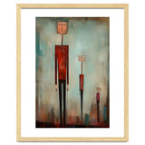 CITY HEIGHTS, three human-like forms of differing heights loom over the city below. thumbnail