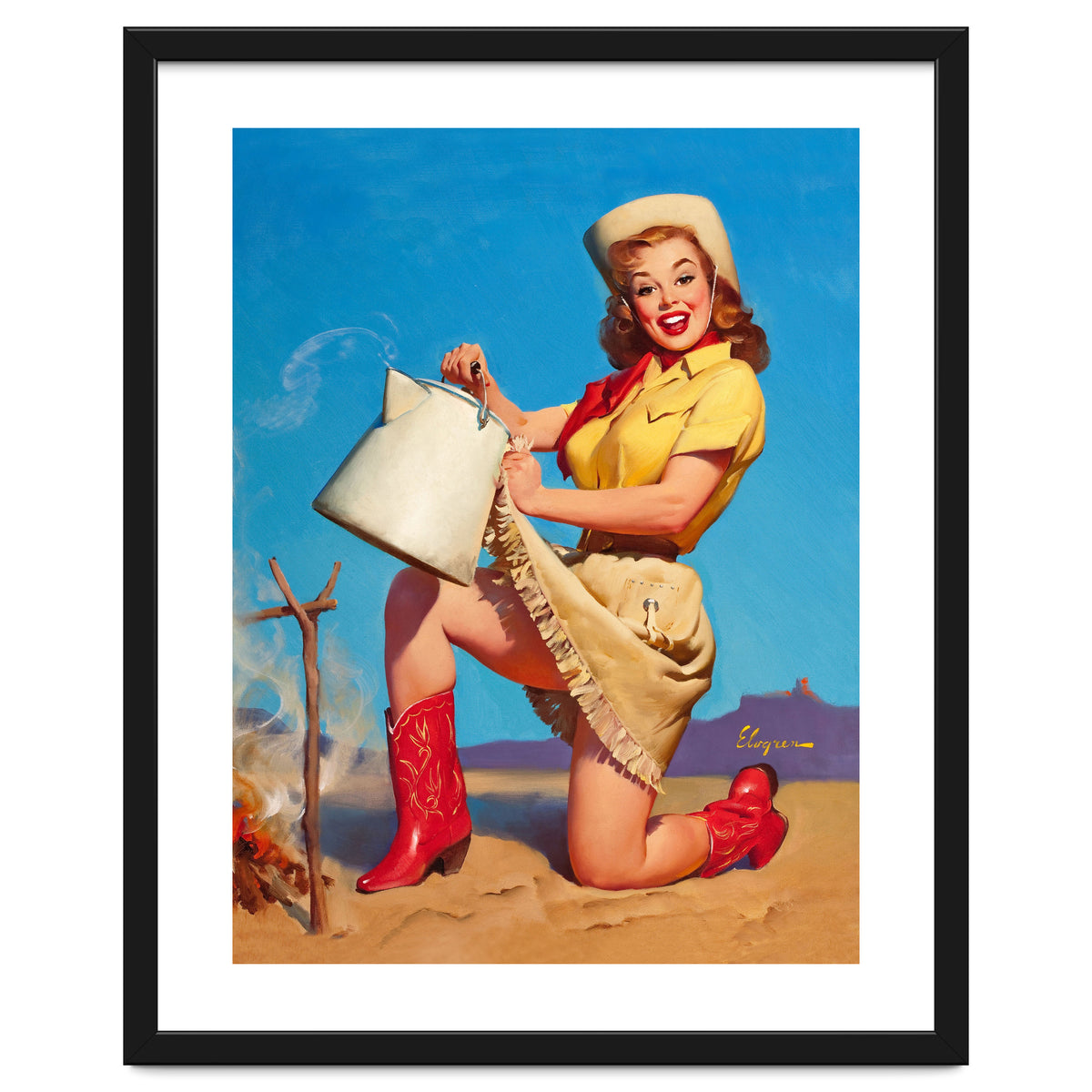 Pinup Sexy Woman Posing With A Hot Teapot