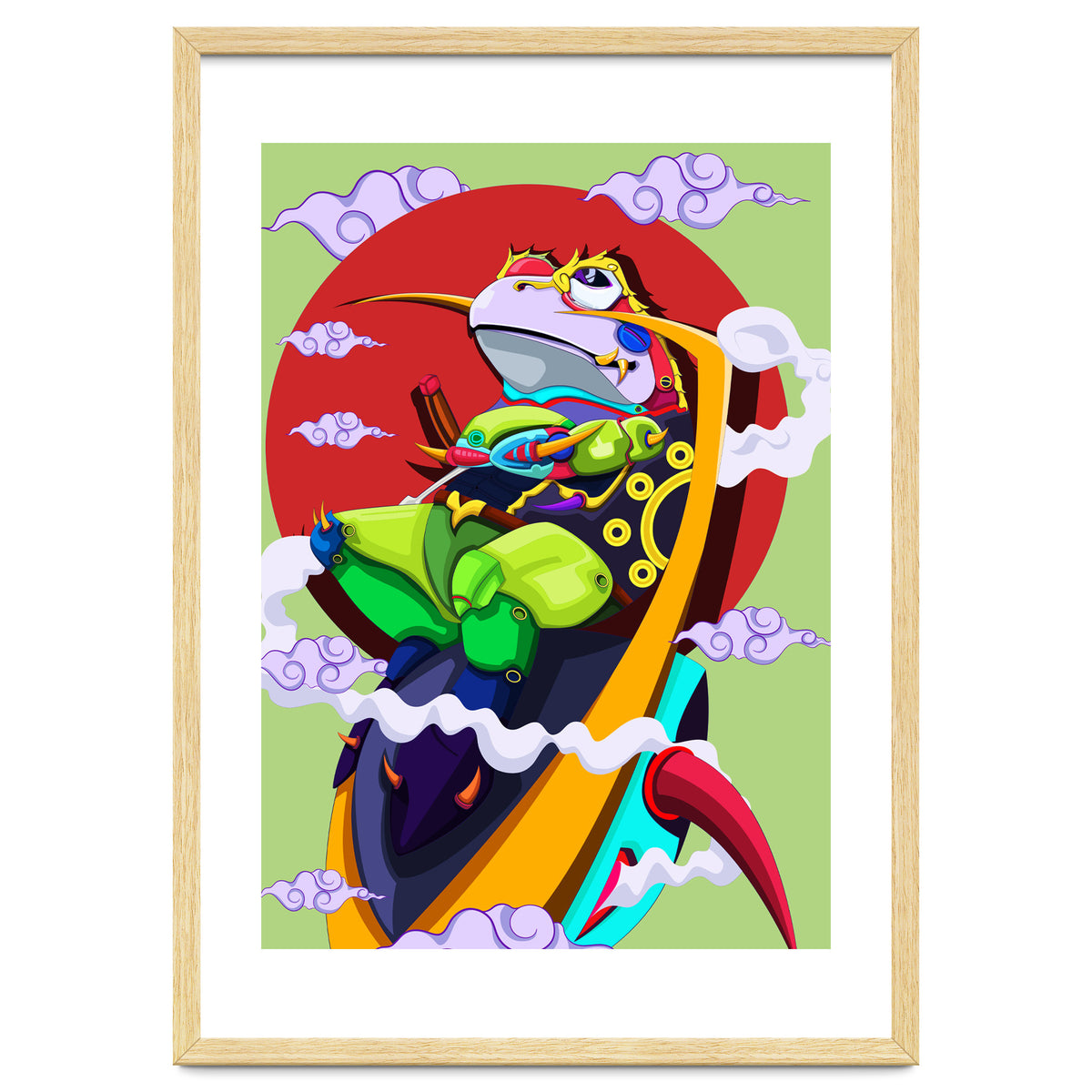 Knight Frog Cartoon Vintage Illustration