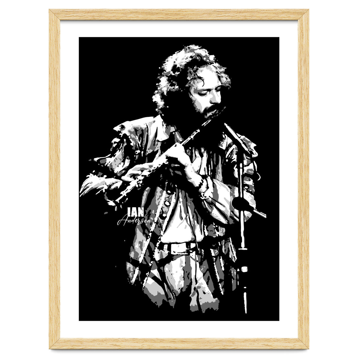 Ian Anderson Rock Music Legend in Grayscale 2
