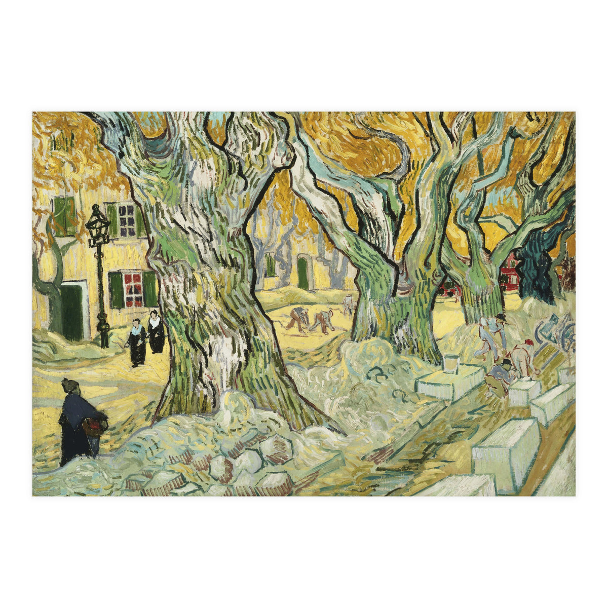 VINCENT VAN GOGH: The Road Menders. Date/Period: 1889. Painting. Oil on canvas. (Print Only)