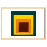 JOSEF ALBERS - HOMAGE TO THE SQUARE DARK GREEN YELLOW ORANGE BROWN thumbnail