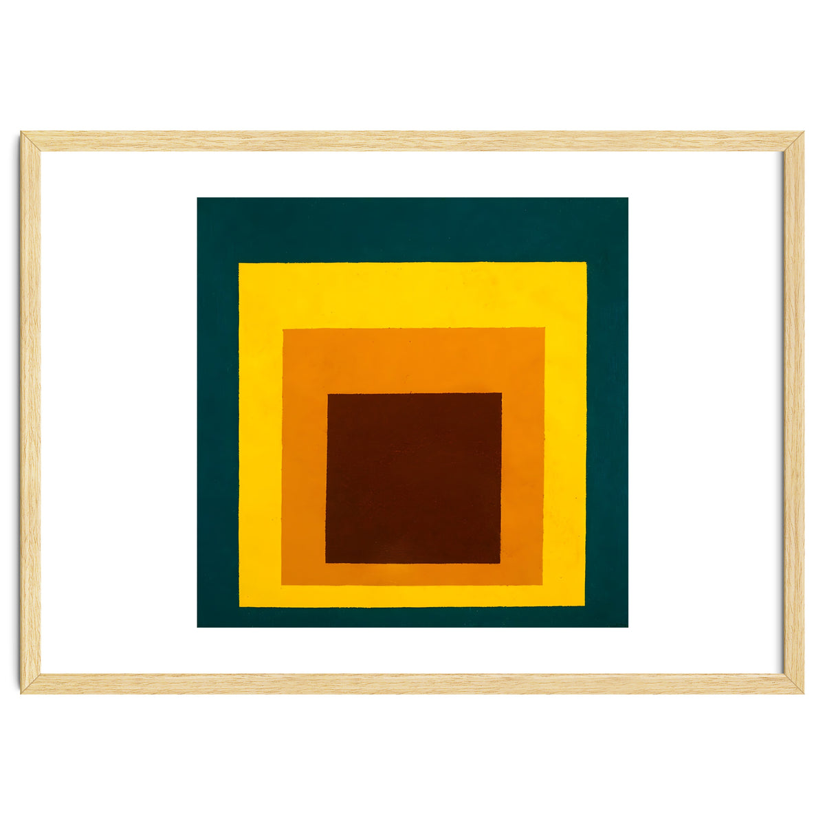 JOSEF ALBERS - HOMAGE TO THE SQUARE DARK GREEN YELLOW ORANGE BROWN