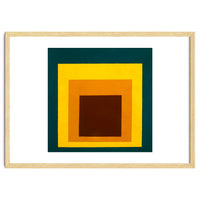 JOSEF ALBERS - HOMAGE TO THE SQUARE DARK GREEN YELLOW ORANGE BROWN