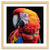 Scarlet Macaw Parrot Close Up Portrait Vivid Colors