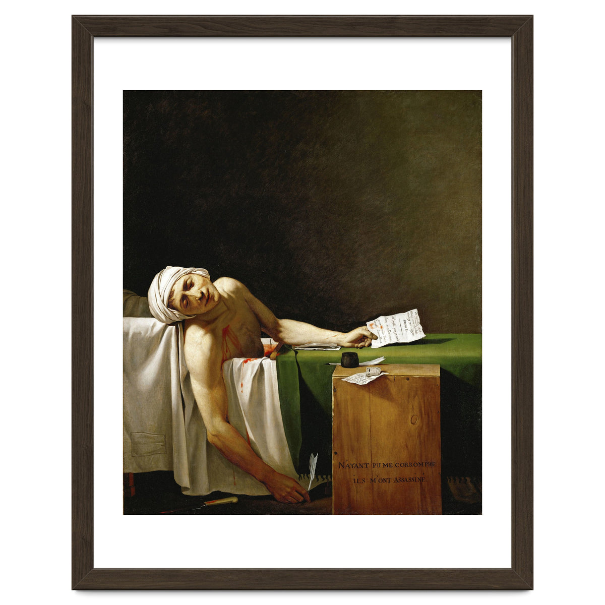 Jean Paul Marat, dead in his bathtub, assassinated by Charlotte Corday in 1793. JACQUES LOUIS DAVID.